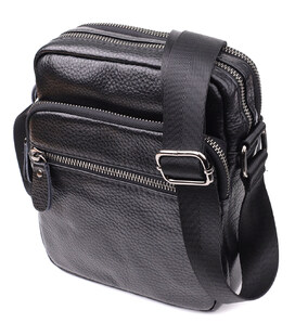 Мужская сумка на плечо из натуральной кожи Vintage 23020 Черный фото, картинка, изображение