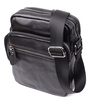 Мужская сумка на плечо из натуральной кожи Vintage 23020 Черный фото, картинка, изображение