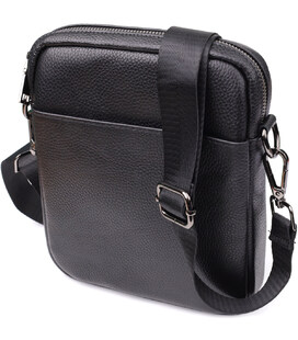 Компактна чоловіча сумка на плече з натуральної шкіри Vintage 23021 Чорний картинка, зображення, фото