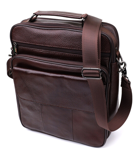 Мужская сумка с ручкой для переноса в руке из натуральной кожи Vintage 23024 Коричневый фото, картинка, изображение