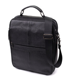 Мужская сумка с ручкой для переноса в руке из натуральной кожи Vintage 23026 Черный