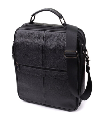 Чоловіча сумка з ручкою для перенесення в руці з натуральної шкіри Vintage 23026 Чорний картинка, зображення, фото