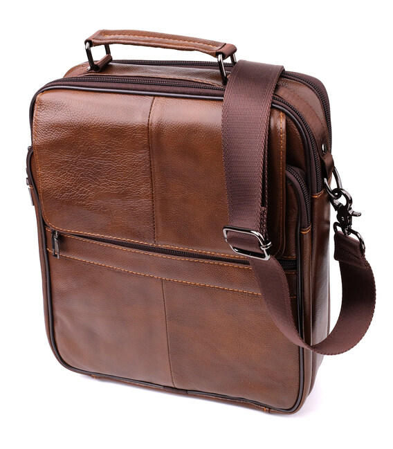 Сумка для чоловіків з ручкою для перенесення в руці з натуральної шкіри Vintage 23028 Коричневий картинка, зображення, фото