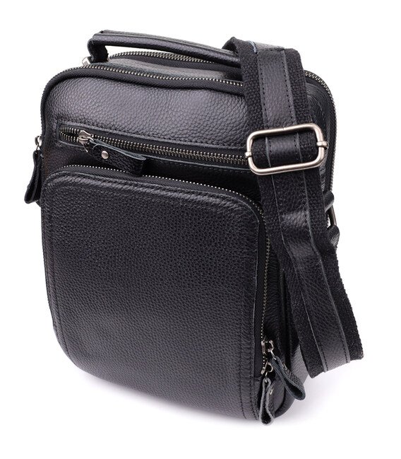 Ділова чоловіча сумка з ручкою для перенесення в руці з натуральної шкіри Vintage 23034 Чорний картинка, зображення, фото