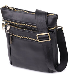 Повседневная мужская сумка из натуральной кожи Vintage 23037 Черный фото, картинка, изображение