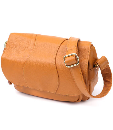 Вместительная повседневная сумка из натуральной кожи для женщин Vintage 22968 Рыжий фото, картинка, изображение
