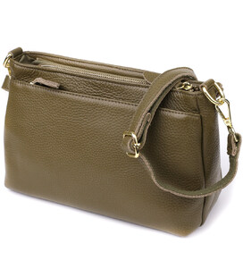 Шкіряна сумка із щільним дном для жінок Vintage 22984 Оливковий картинка, зображення, фото