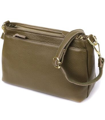 Шкіряна сумка із щільним дном для жінок Vintage 22984 Оливковий картинка, зображення, фото