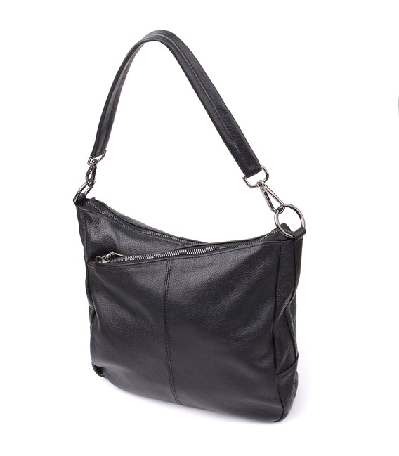 Женская сумка с двумя ремешками из натуральной кожи Vintage 23053 Черный фото, картинка, изображение