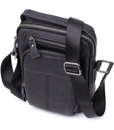 Ділова чоловіча сумка з натуральної шкіри Vintage 23036 Чорний картинка, зображення, фото