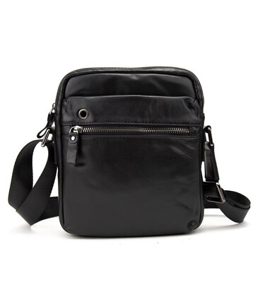 Месенджер класичний в гладкій шкірі чорний Tiding Bag 8717A картинка, зображення, фото