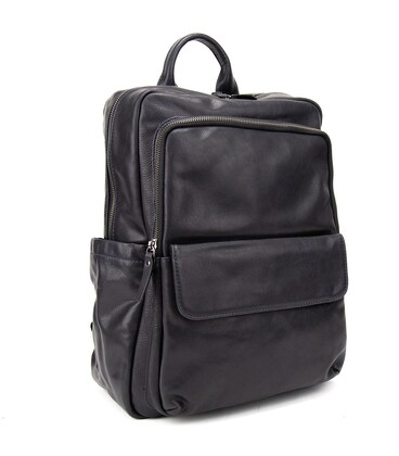 Мужской кожаный рюкзак темно-синий Tiding Bag 2086BL фото, картинка, изображение