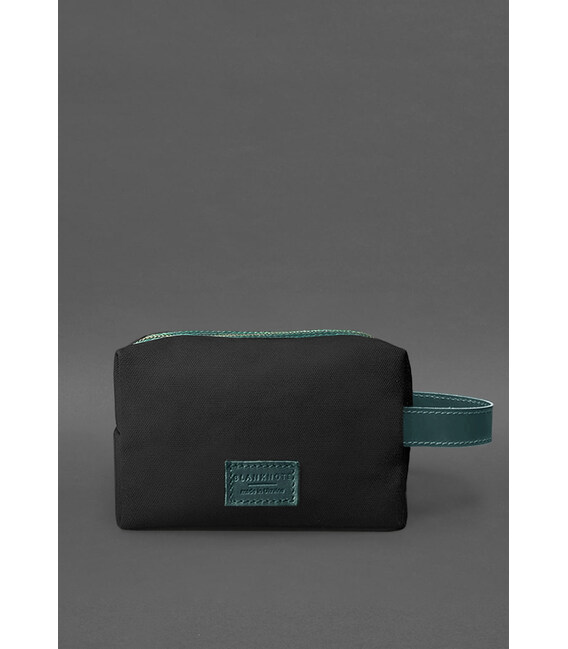 Косметичка-несесер 5.1 із канвасу та шкіри, зелена картинка, зображення, фото