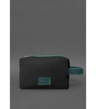 Косметичка-несесер 5.1 із канвасу та шкіри, зелена картинка, зображення, фото