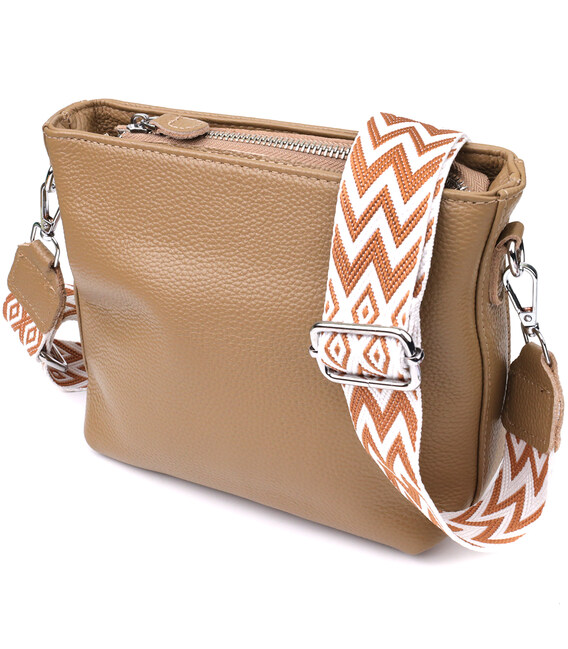 Жіноча шкіряна сумка на плече для повсякденного носіння Vintage 22912 Бежевий картинка, зображення, фото