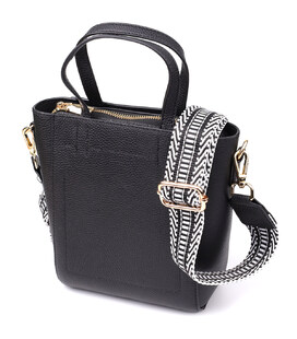 Трапецієподібна сумка для жінок з натуральної шкіри Vintage 22916 Чорний картинка, зображення, фото