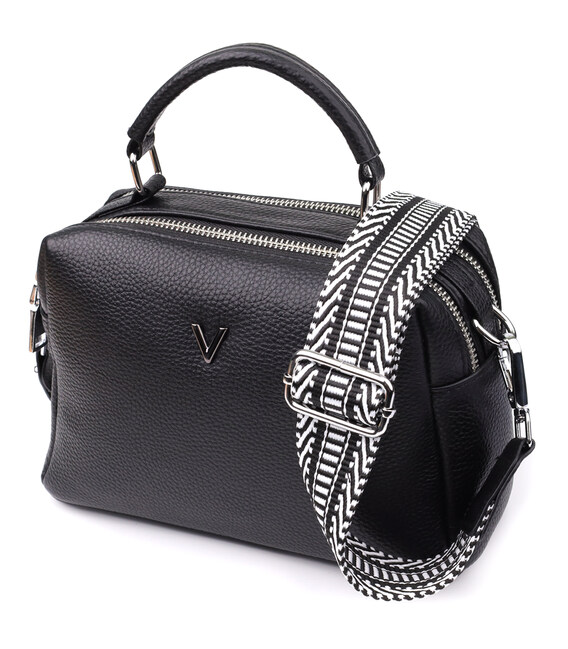 Жіноча сумка на два відділення з натуральної шкіри Vintage 22919 Чорний картинка, зображення, фото