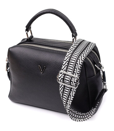 Женская сумка на два отделения из натуральной кожи Vintage 22919 Черный фото, картинка, изображение