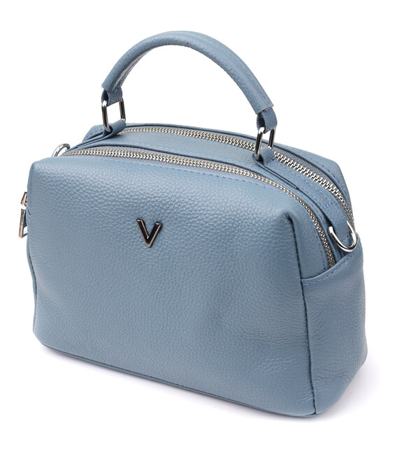 Сумка жіноча з двома секціями з натуральної шкіри Vintage 22920 Блакитний картинка, зображення, фото