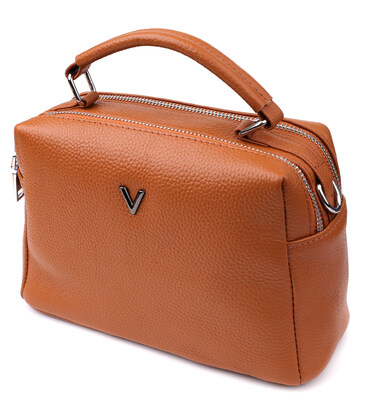 Жіноча сумка з натуральної шкіри з подвійним внутрішнім простором Vintage 22921 Рудий картинка, зображення, фото