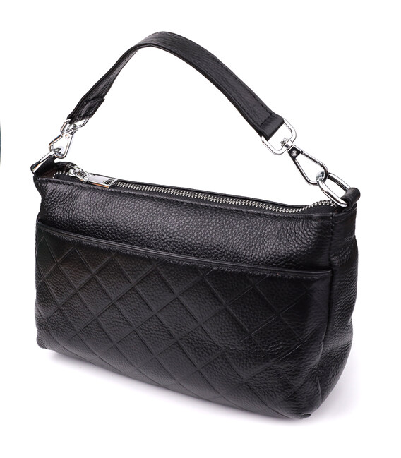 Женская сумка с двумя ремешками из натуральной кожи Vintage 22926 Черный фото, картинка, изображение