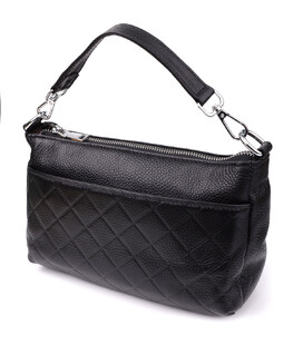 Женская сумка с двумя ремешками из натуральной кожи Vintage 22926 Черный