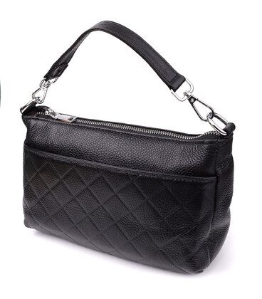 Жіноча сумка з двома ремінцями із натуральної шкіри Vintage 22926 Чорний картинка, зображення, фото