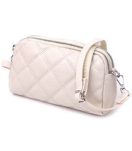 Модна жіноча сумка прошита ромбами з натуральної шкіри Vintage 22931 Білий картинка, зображення, фото