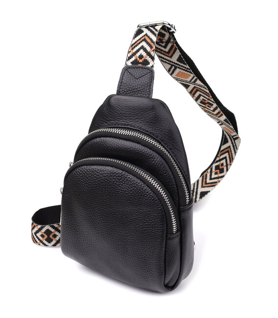 Жіноча сумка слінг із натуральної шкіри Vintage 22935 Чорний картинка, зображення, фото