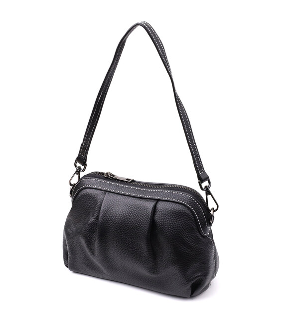 Женская сумка из мягкой натуральной кожи с акцентом на драпировку Vintage 22896 Черный фото, картинка, изображение