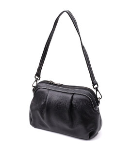 Женская сумка из мягкой натуральной кожи с акцентом на драпировку Vintage 22896 Черный фото, картинка, изображение