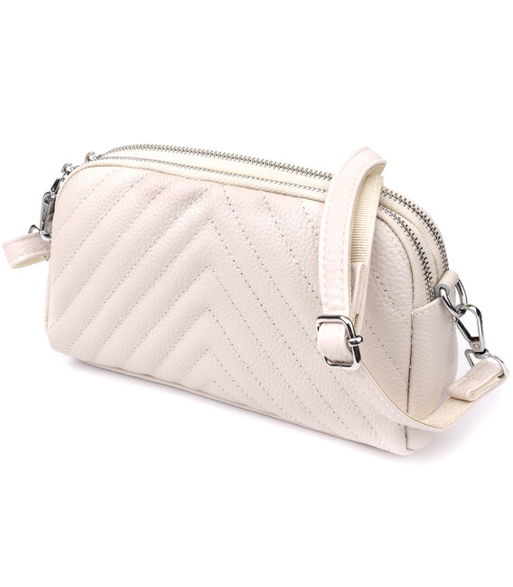 Модна сумка прошита трикутниками з натуральної шкіри Vintage 22910 Білий картинка, зображення, фото