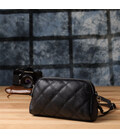 Женская сумка прошитая ромбами из натуральной кожи Vintage 22930 Черный фото, картинка, изображение