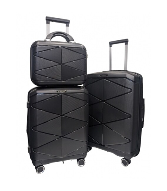 Комплект Чемоданов с Кейсом Snowball 51304 3 в 1 черный фото, картинка, изображение