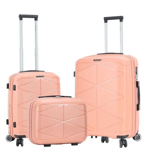 Набір Валіз з Кейсом Snowball 51304 3 в 1 рожеве золото - картинка, зображення, фото валізи