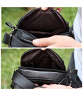 Сумка-барсетка мужская через плечо кожаная гладкая черная Tiding Bag TD-86573