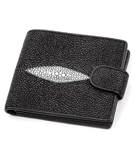 Портмоне мужское STINGRAY LEATHER 18070 из натуральной кожи морского ската Черное фото, картинка, изображение