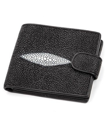 Портмоне чоловіче STINGRAY LEATHER 18070 з натуральної шкіри морського ската Чорне картинка, зображення, фото