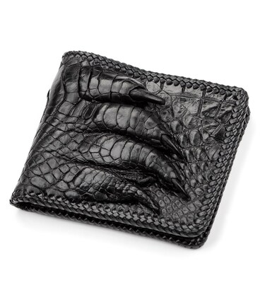 Портмоне CROCODILE LEATHER 18004 из натуральной кожи крокодила Черное фото, картинка, изображение