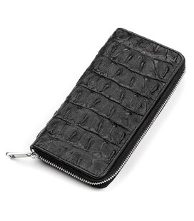Кошелек-клатч CROCODILE LEATHER 18012 из натуральной кожи крокодила Черный фото, картинка, изображение