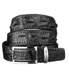 Ремінь-автомат CROCODILE LEATHER 18010 з натуральної шкіри крокодила Чорний картинка, зображення, фото