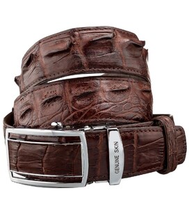 Ремінь-автомат CROCODILE LEATHER 18235 з натуральної шкіри крокодила (каймана) Коричневий картинка, зображення, фото