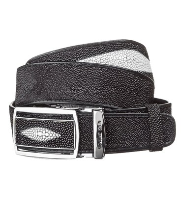 Ремень-автомат STINGRAY LEATHER 18203 из натуральной кожи морского ската Черный фото, картинка, изображение