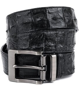 Ремень классика из натуральной кожи крокодила CROCODILE LEATHER 18018 Черный фото, картинка, изображение