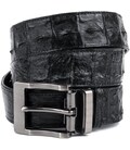 Ремінь класика з натуральної шкіри крокодила CROCODILE LEATHER 18018 Чорний картинка, зображення, фото