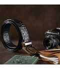 Ремень классика из натуральной кожи крокодила CROCODILE LEATHER 18018 Черный фото, картинка, изображение