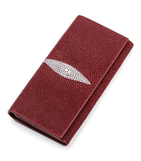 Кошелек женский STINGRAY LEATHER 18097 из натуральной кожи морского ската Бордовый фото, картинка, изображение