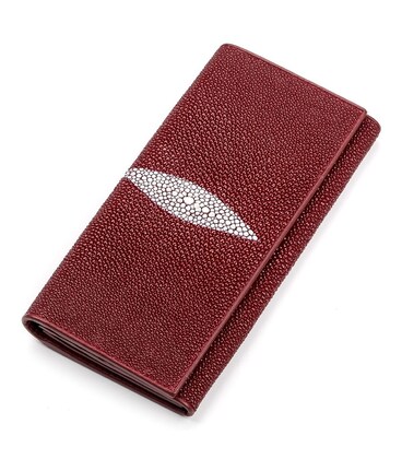Кошелек женский STINGRAY LEATHER 18097 из натуральной кожи морского ската Бордовый фото, картинка, изображение