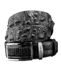 Ремінь-автомат CROCODILE LEATHER 18239 з натуральної шкіри крокодила Чорний картинка, зображення, фото