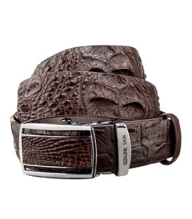 Ремінь-автомат CROCODILE LEATHER 18240 з натуральної шкіри крокодила Коричневий картинка, зображення, фото